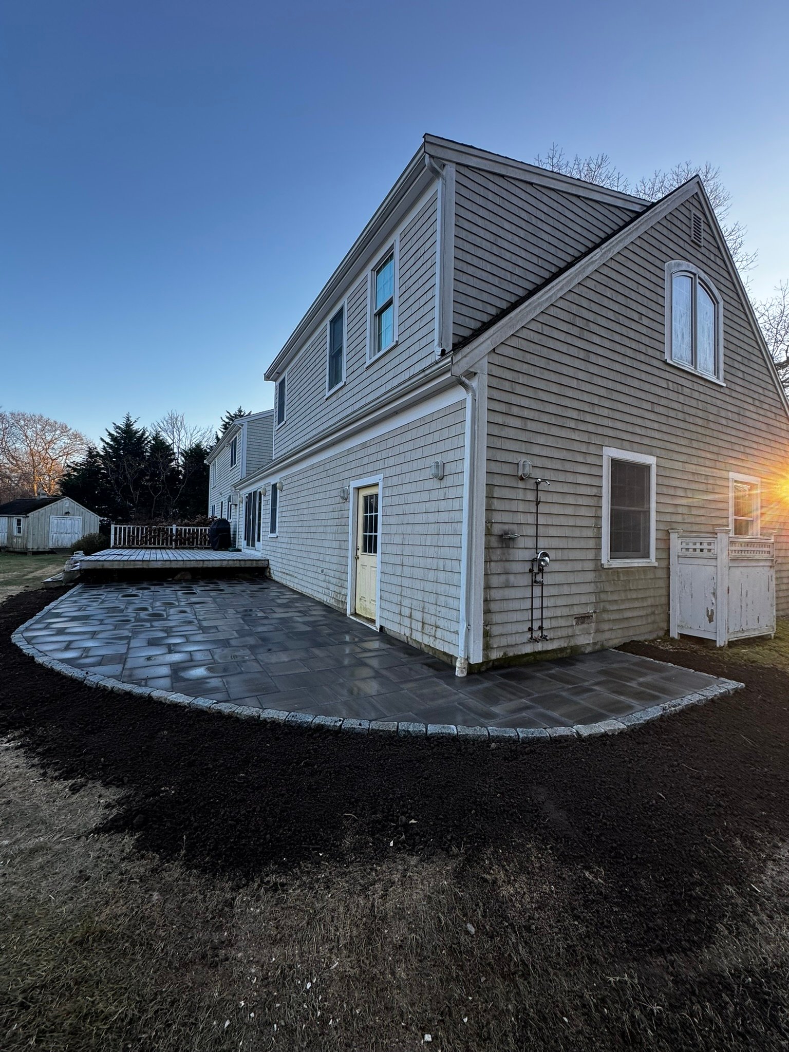 Bluestone patio granite border Cape Cod MA