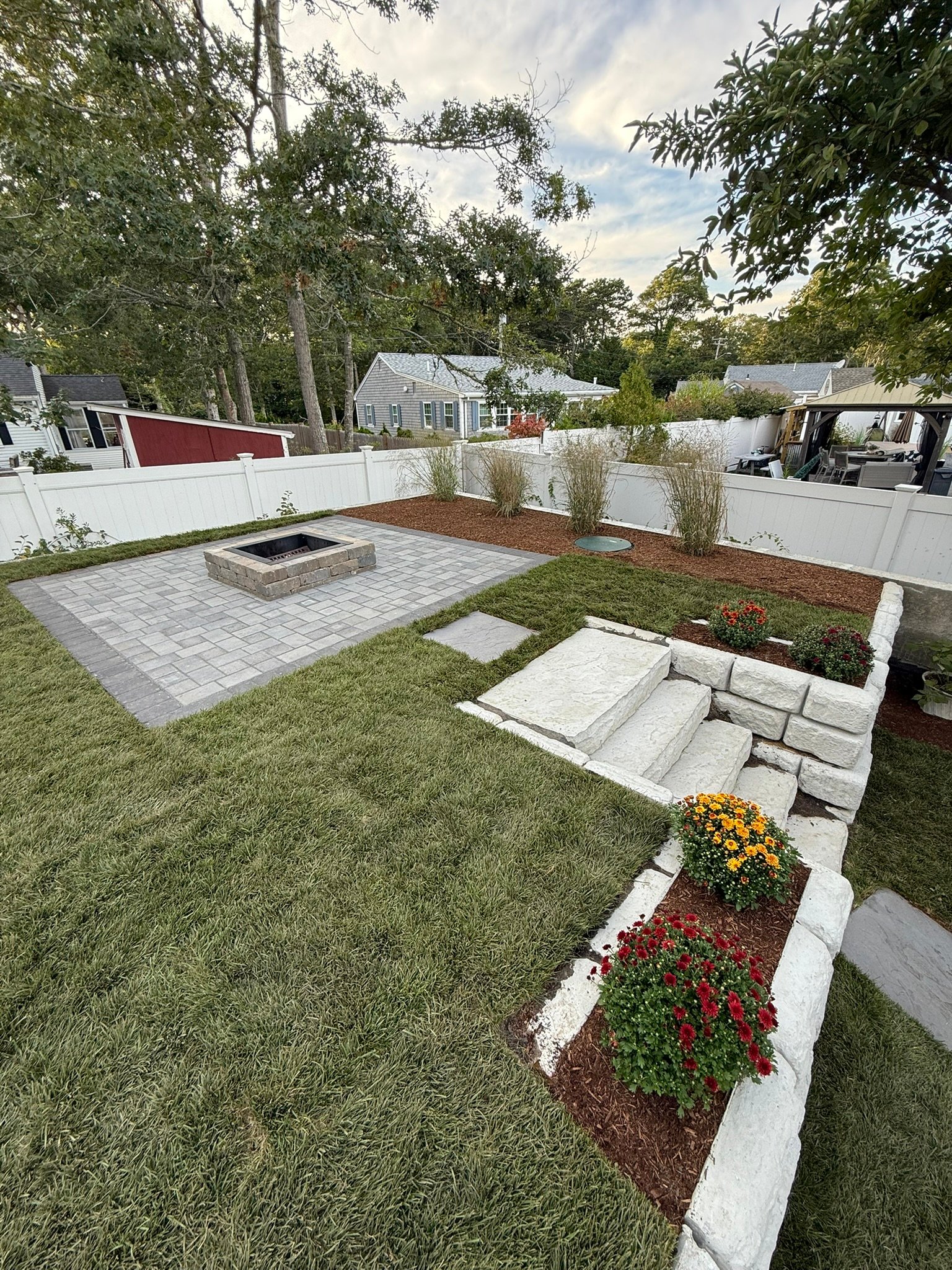 Stone retaining wall and steps Cape Cod MA