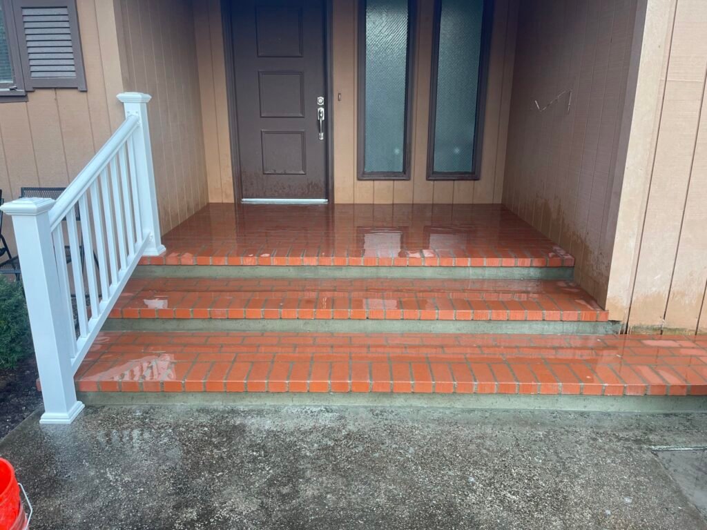 Brick front steps built by Bridi Masonry in Cape Cod, MA