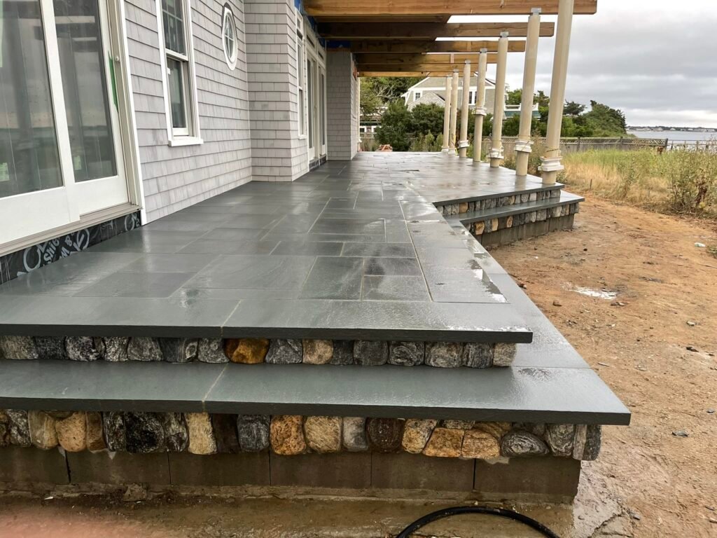 Bluestone porch floor built by Bridi Masonry in Cape Cod, MA