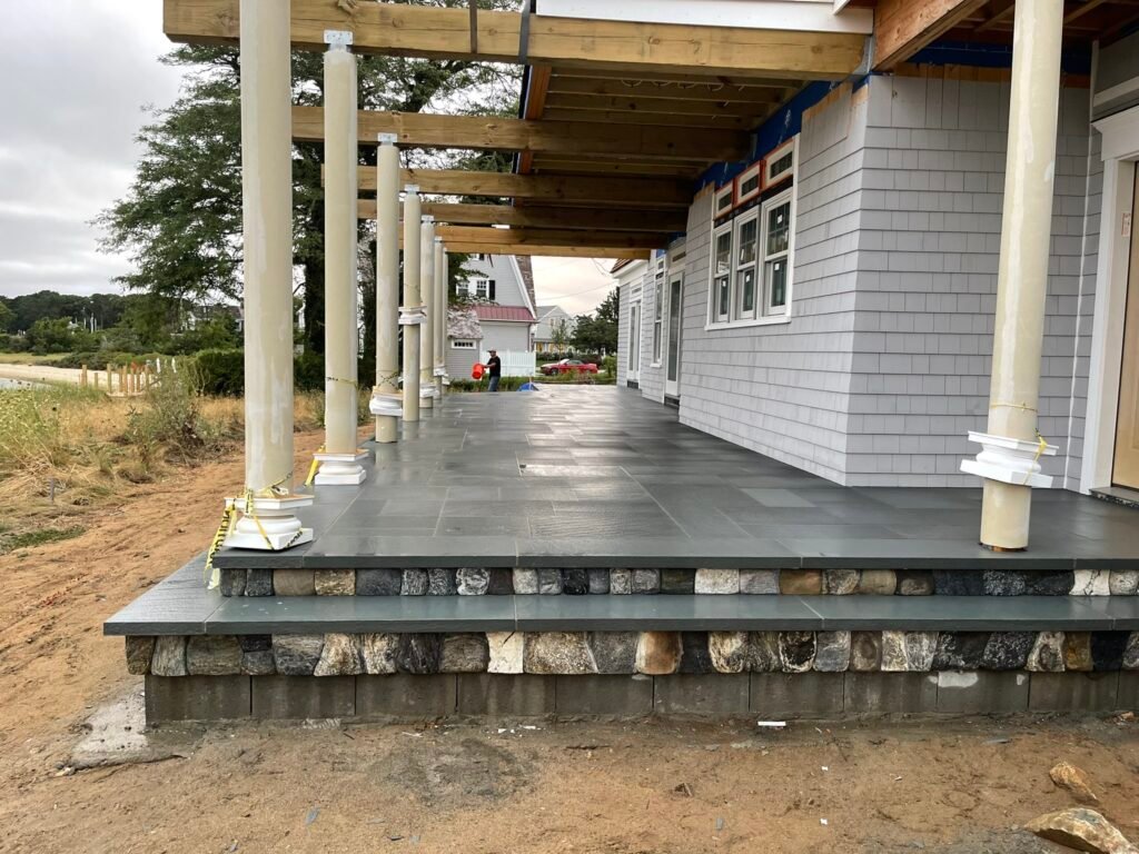 Bluestone porch and steps built by Bridi Masonry in Cape Cod, MA