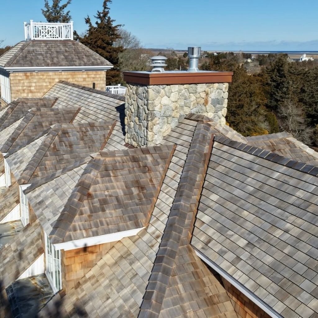 Stone chimney built by Bridi Masonry in Cape Cod, MA