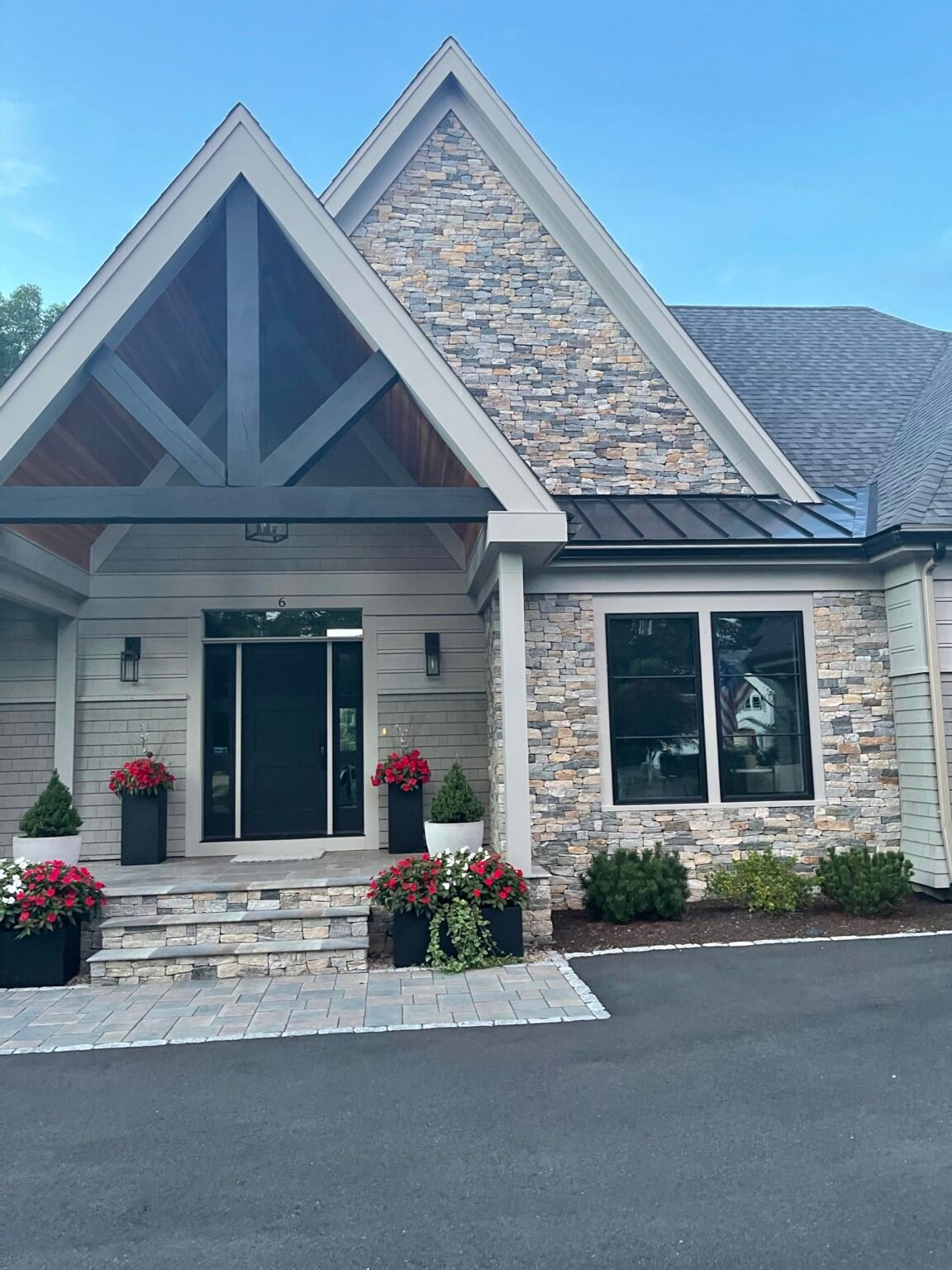Stone veneer entry built by Bridi Masonry in Cape Cod, MA