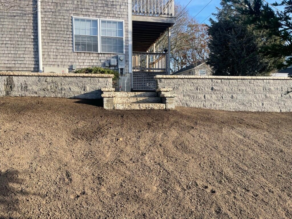 Stone retaining wall built by Bridi Masonry in Cape Cod, MA