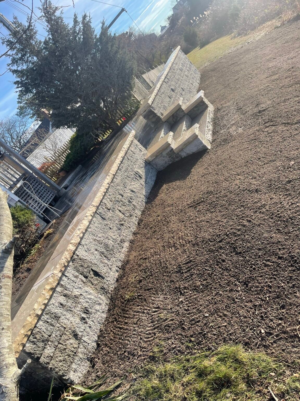 Stone retaining wall built by Bridi Masonry in Cape Cod, MA
