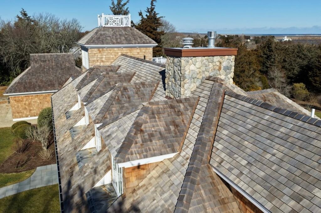 Stone chimney built by Bridi Masonry in Cape Cod, MA