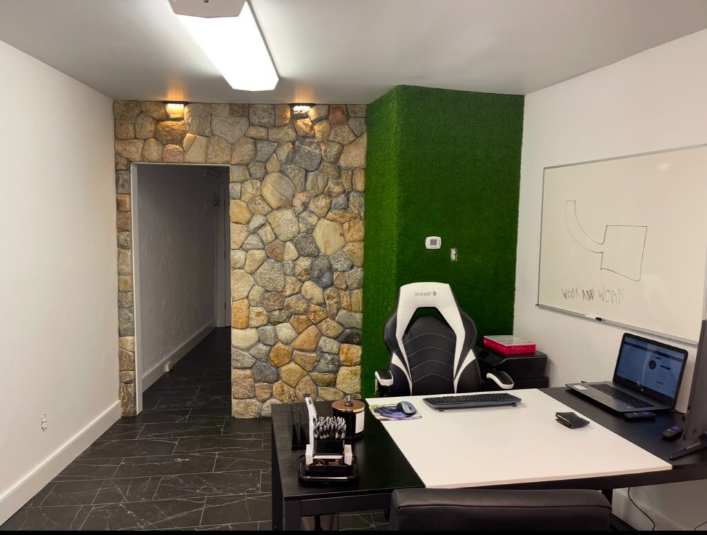Interior stone veneer wall built by Bridi Masonry in Cape Cod, MA