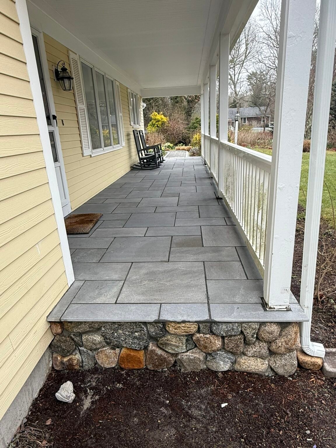 Bluestone porch built by Bridi Masonry in Cape Cod, MA