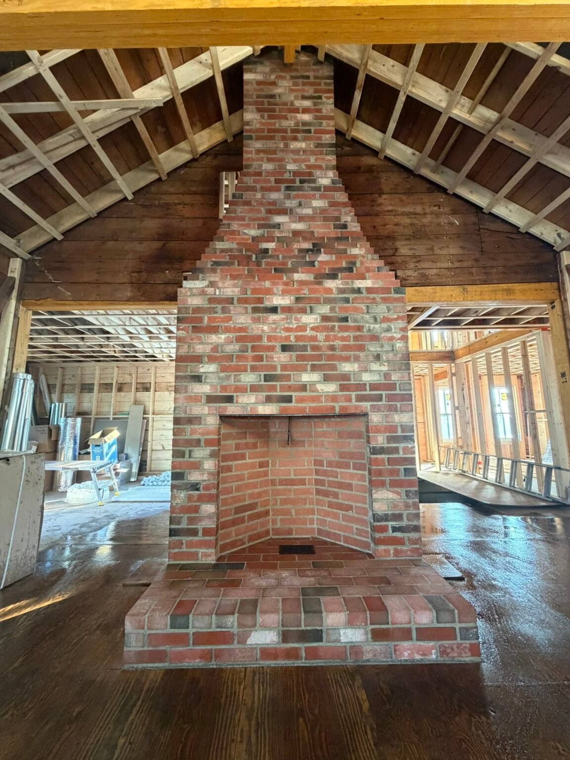 Brick fireplace built by Bridi Masonry in Cape Cod, MA