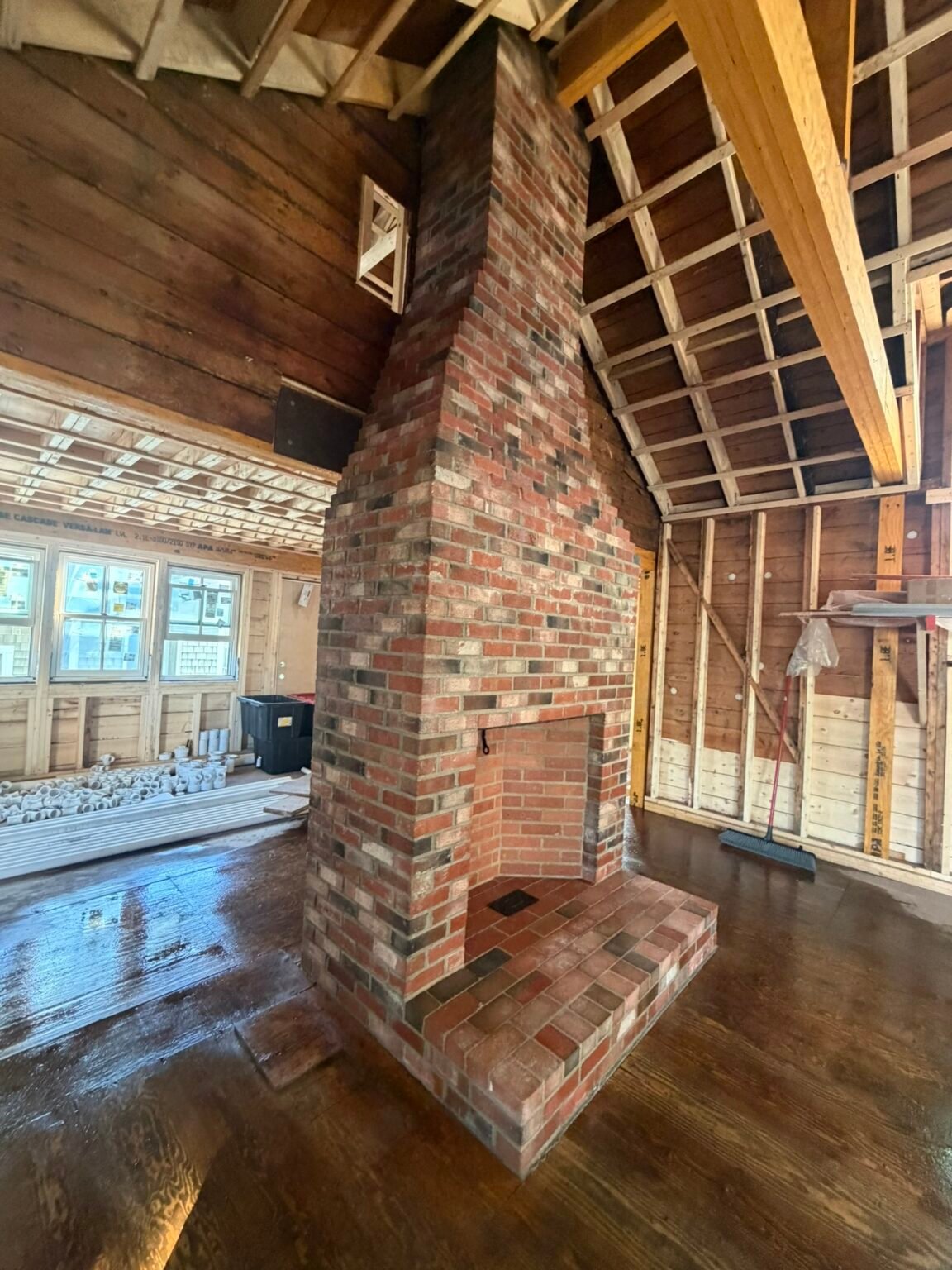 Brick fireplace built by Bridi Masonry in Cape Cod, MA