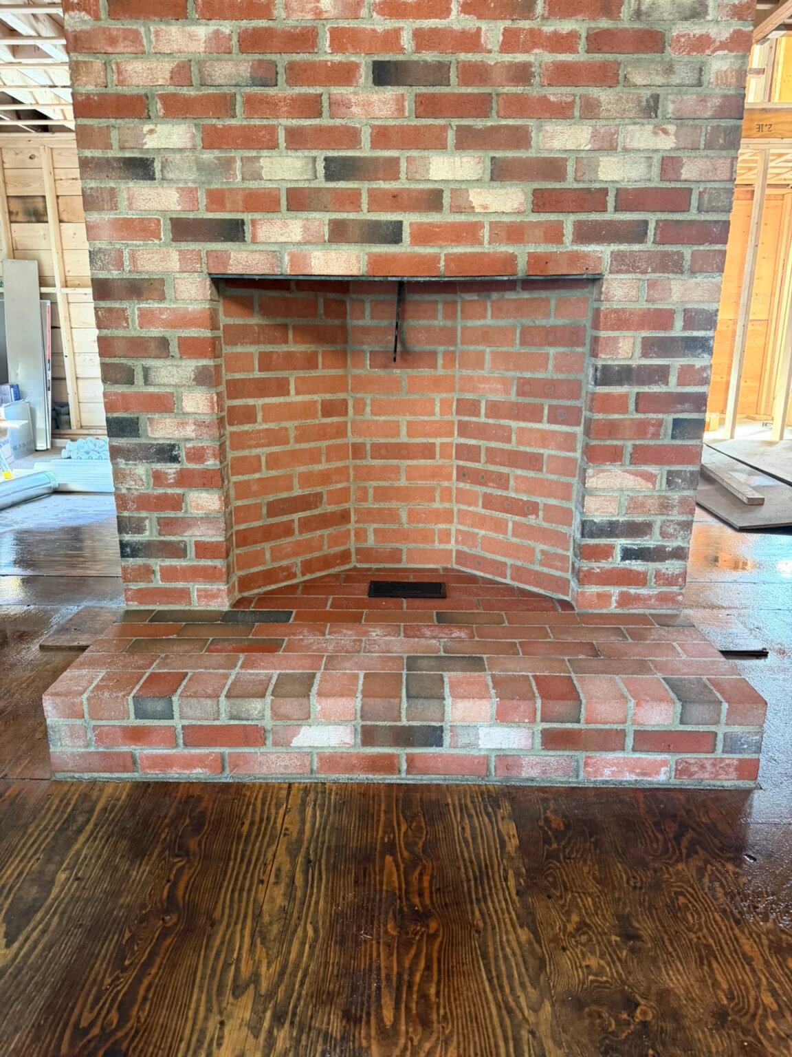 Brick firebox built by Bridi Masonry in Cape Cod, MA