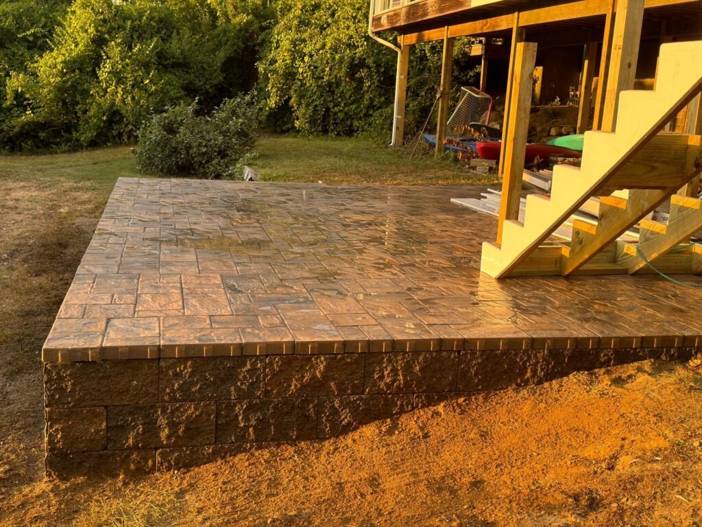 Paver landing built by Bridi Masonry in Cape Cod, MA
