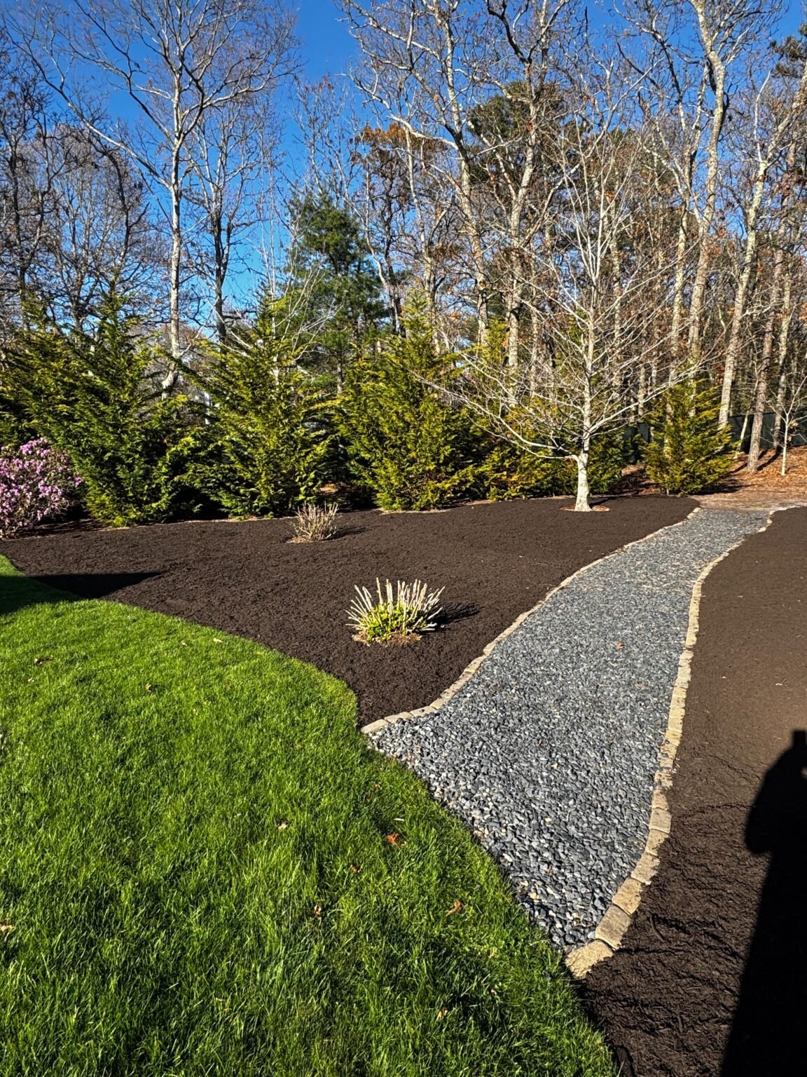 Gravel path with stone edging built by Bridi Masonry in Cape Cod, MA